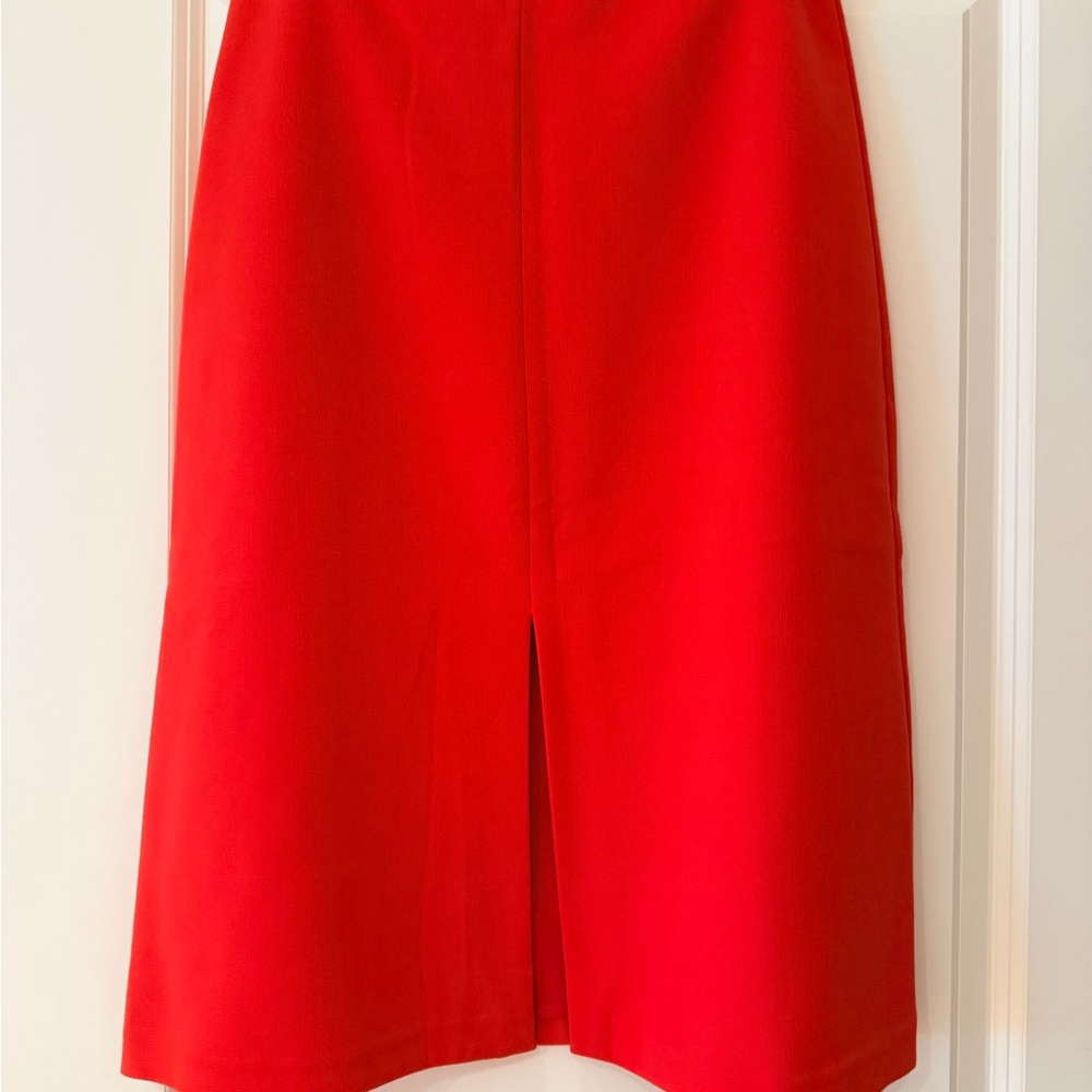 Ann Taylor Vibrant Red Midi Skirt with Front Slit
